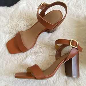 Madden Girl Women's Shoes Size 9.5 Sandals Open Toe Brown Leather High Heel